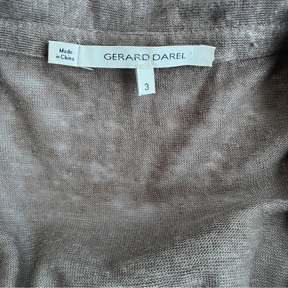 Gerard Darel 100% Linen Mocha Brown Button Down Minimalist Top Size L - Picture 7 of 10